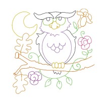 Owl Halloween Machine Embroidery Design - Vintage Stitch